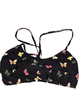 Cyn & Luca Butterfly Print Bikini Top S Black Multicolor